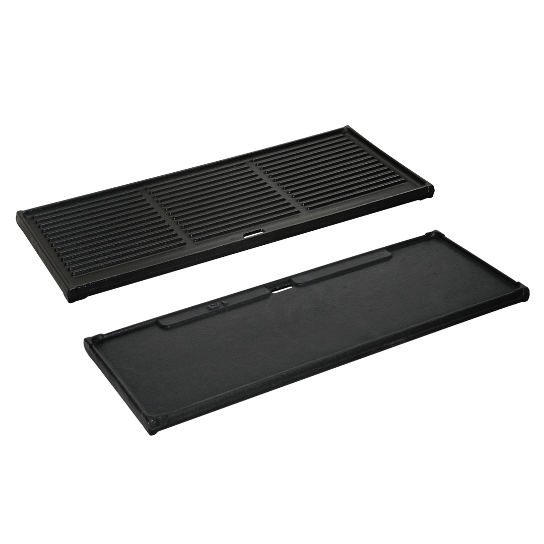 Black Enders Switch Grid Reversible Cast Iron Griddle for Gas Barbecue Kansas Pro 4 SIK Turbo 44,5x29,6x5 cm